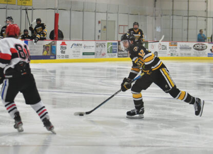 Photo courtesy of Dordt University Athletics Dordt University’s Noah Wilmes (12) was one of the Defender hockey team’s top leaders this past season, earning Team MVP honors at the end of the season.